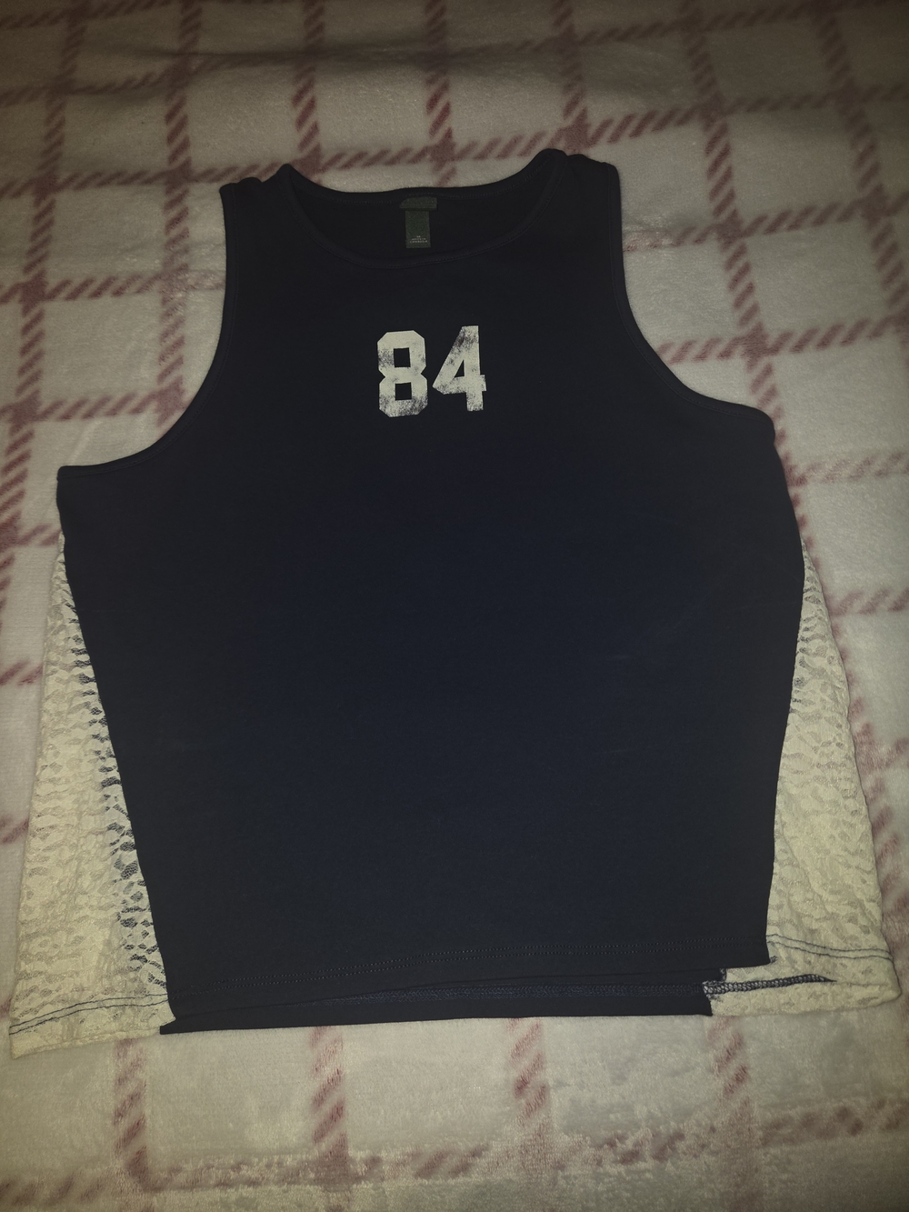 wild fable Navy Tank Top with White '84 and Cream Side Panels